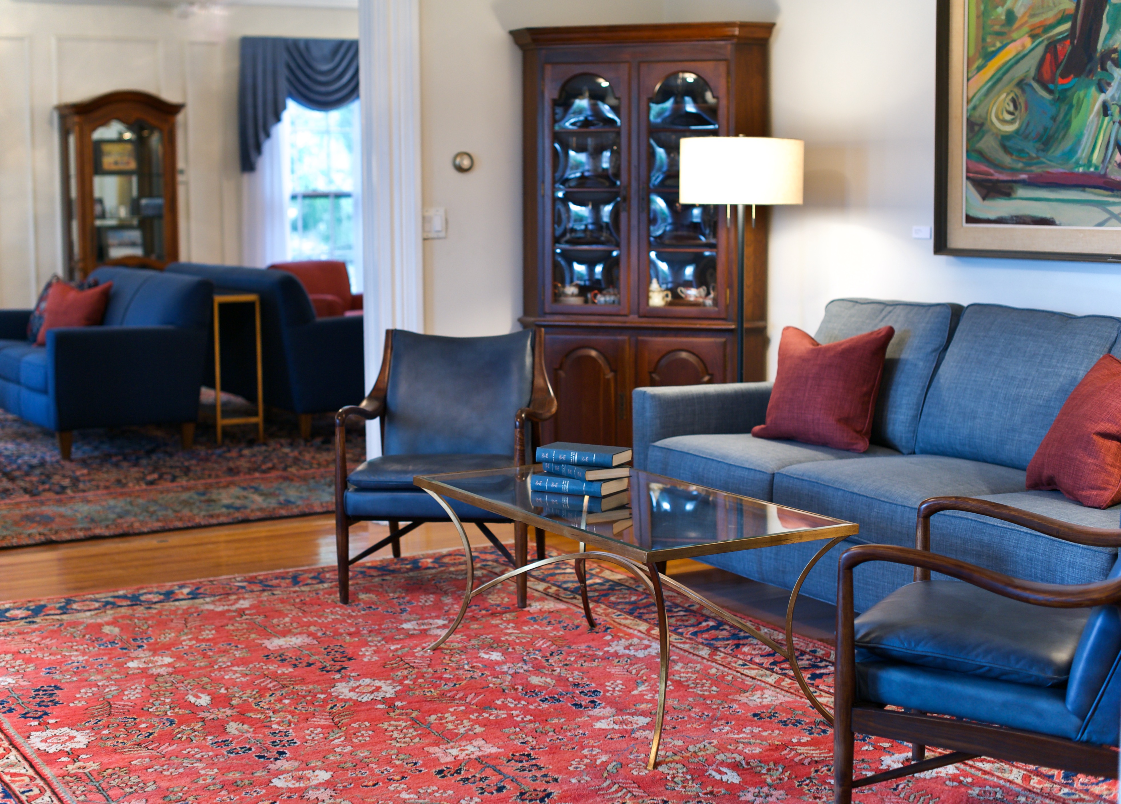 Sofa and chair at the president's house at the University of Maine Orono campus.
